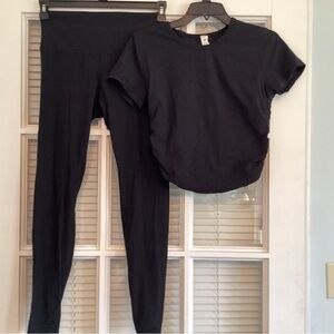 lululemon athletica Black Leggings and Short Sleeve Top Set